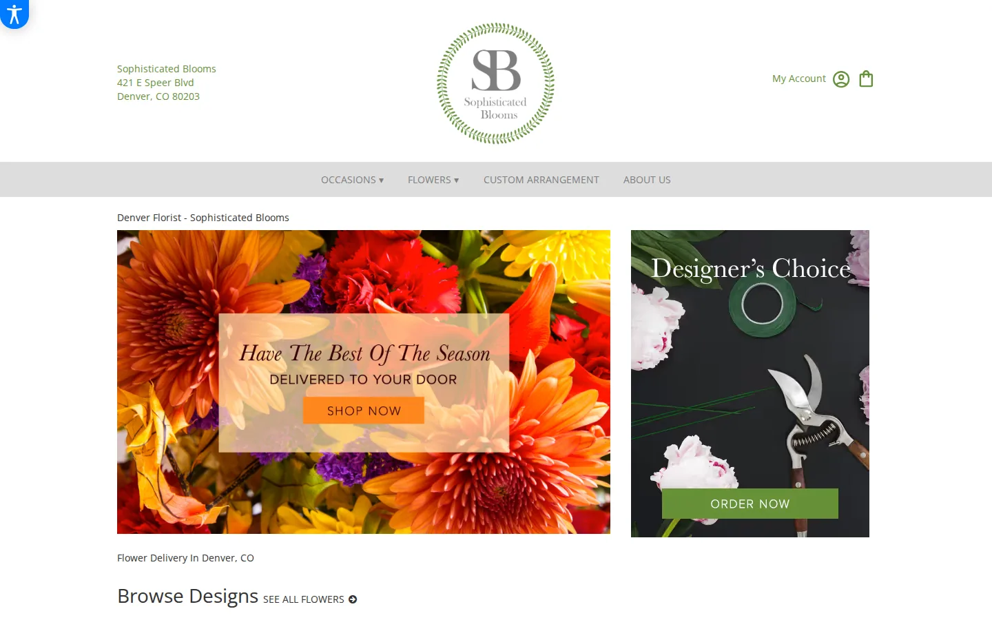 Captured website of Sophisticated Blooms