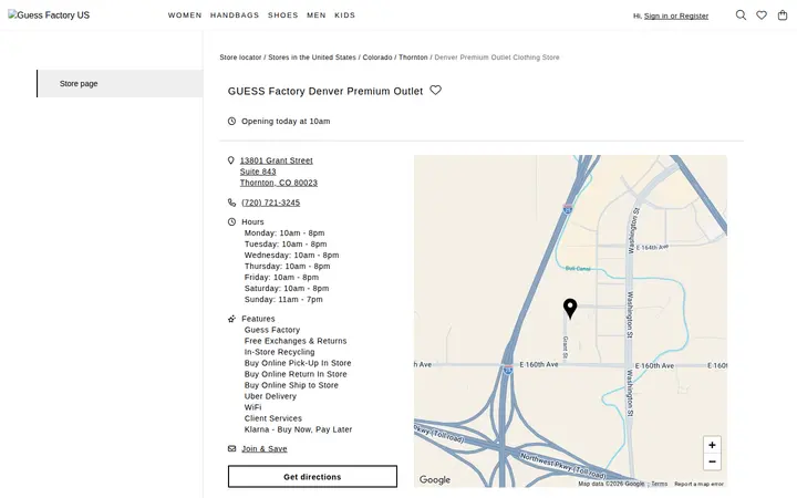 Website of GUESS Factory