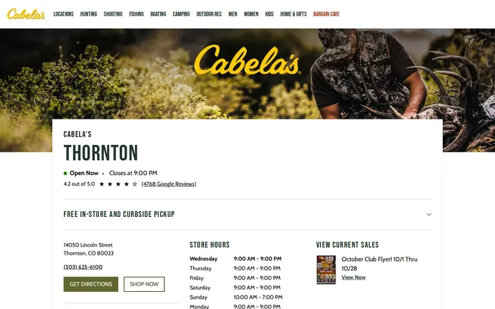 Website of Cabela's