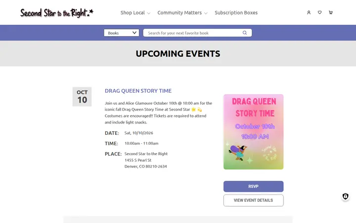 /upcoming-events — Second Star to the Right Books