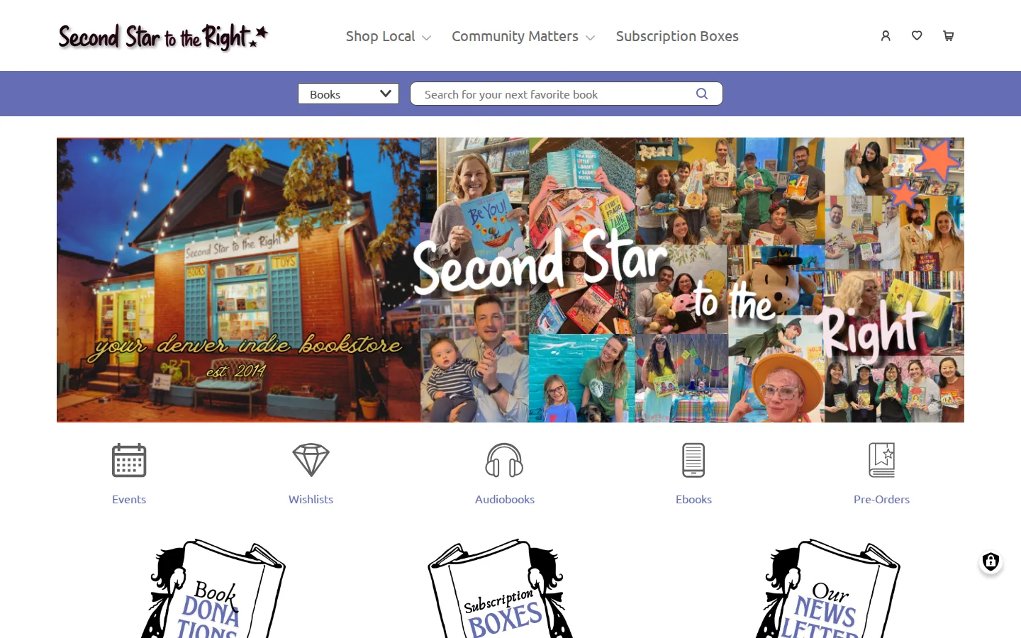 Captured website of Second Star to the Right Books