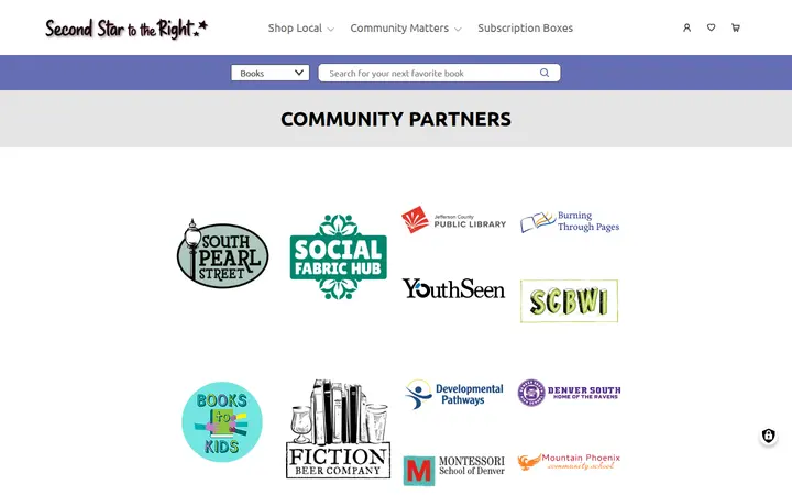 /community-partners — Second Star to the Right Books