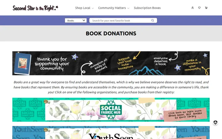 /book-donations — Second Star to the Right Books