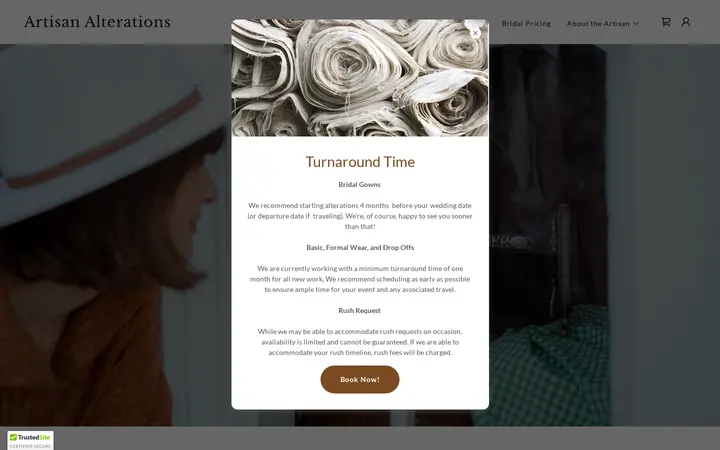 Website of Artisan Alterations