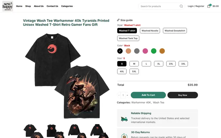 /product/vintage-wash-tee-warhammer-40k-tyranids-printed-unisex-washed-t-shirt-retro-gamer-fans-gift — Sew Happy Alterations