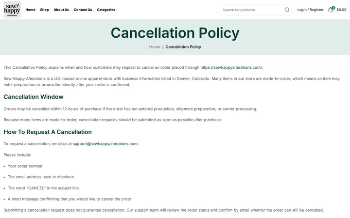 /cancellation-policy — Sew Happy Alterations