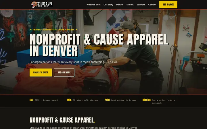 /nonprofit-apparel-denver — Street2Life Print Shop