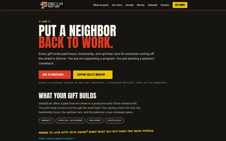 /donate — Street2Life Print Shop
