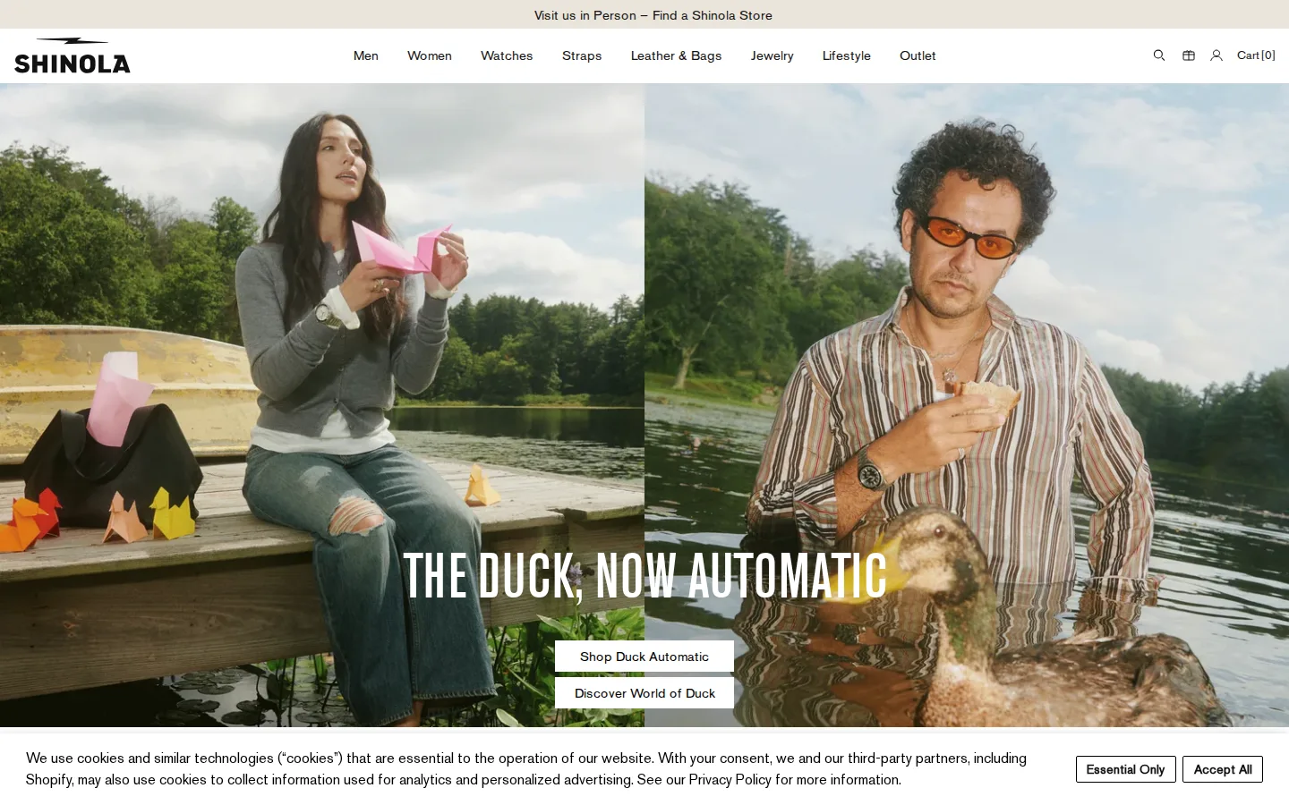 Captured website of Shinola Cherry Creek Store
