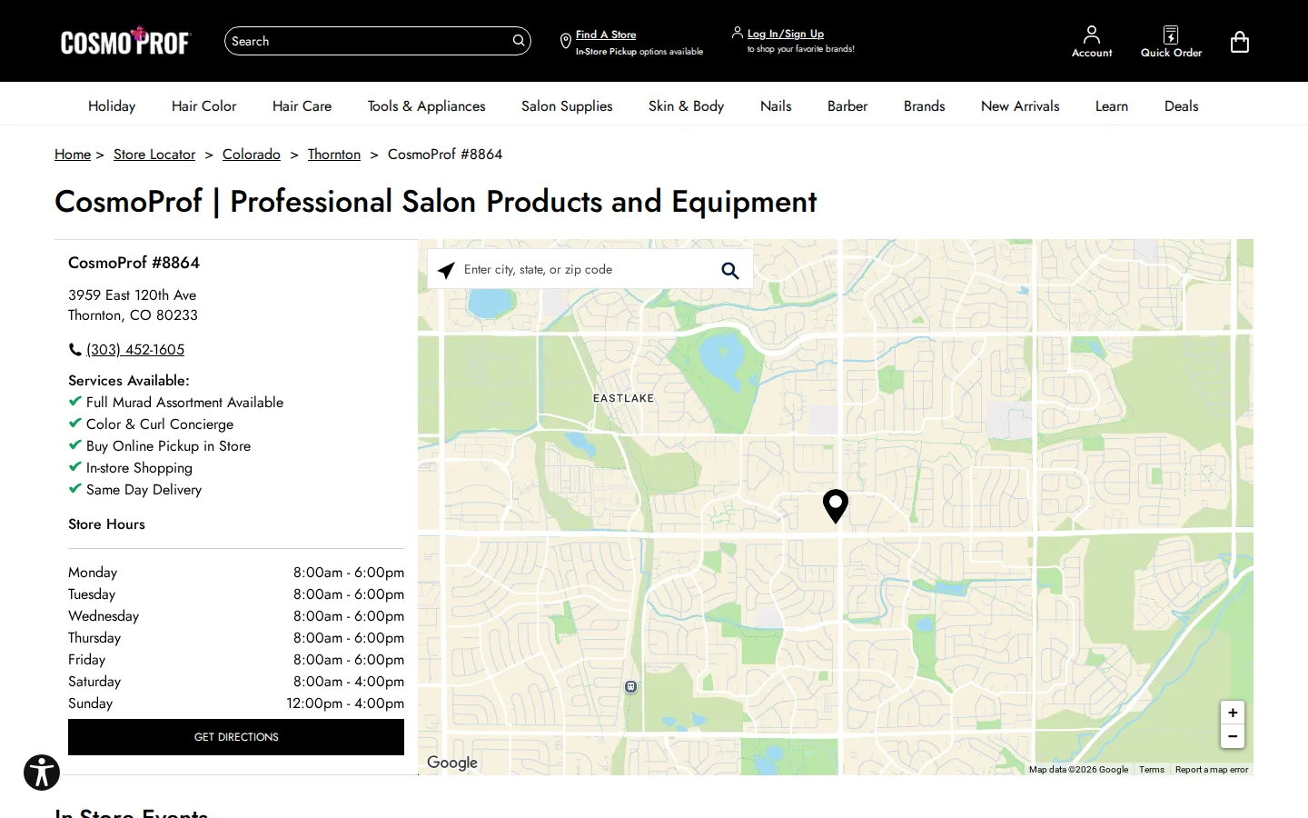 Captured website of Cosmo Prof