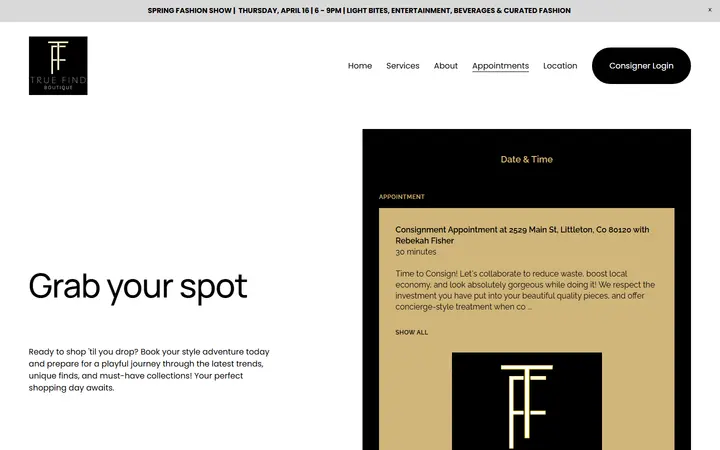 /appointments — True Find Boutique