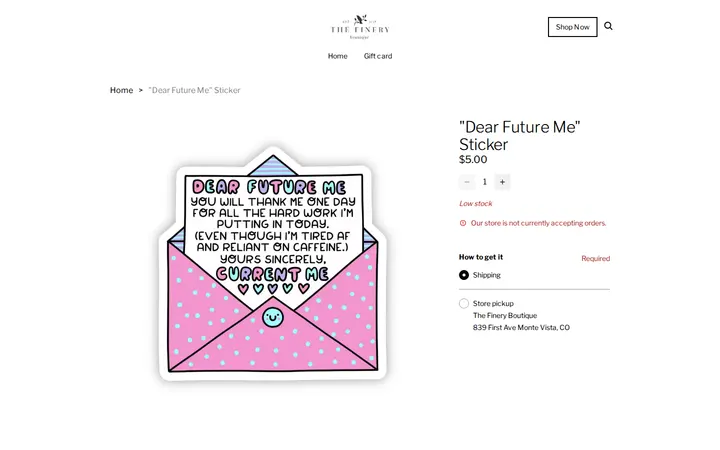 /product/-dear-future-me-sticker/21838 — The Finery Boutique