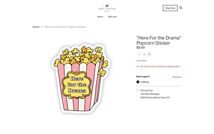/product/-here-for-the-drama-popcorn-sticker/21840 — The Finery Boutique