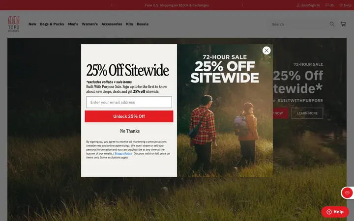 Website of Topo Designs Flagship Store