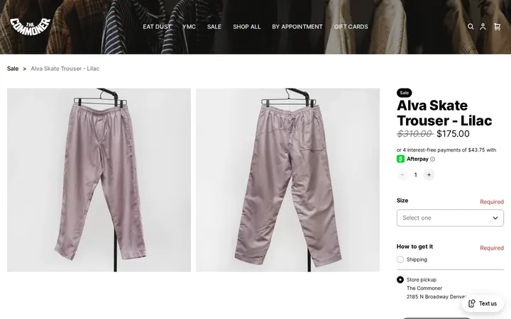 /product/alva-skate-trouser-lilac/62 — The Commoner