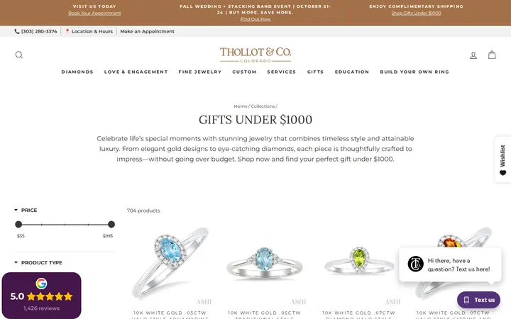 /collections/gifts-under-1000 — Thollot & Co. Jewelers