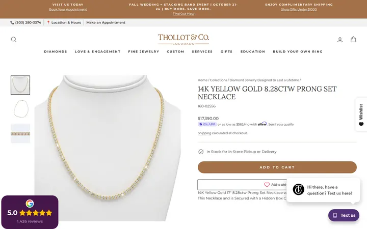 /collections/diamond-jewelry/products/14k-yellow-gold-8-28ctw-prong-set-necklace — Thollot & Co. Jewelers