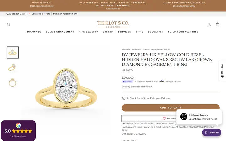 /collections/diamond-rings/products/dv-jewelry-14k-yellow-gold-bezel-hidden-halo-oval-3-35ctw-lab-grown-diamond-engagement-ring — Thollot & Co. Jewelers