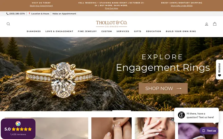 Website of Thollot & Co. Jewelers