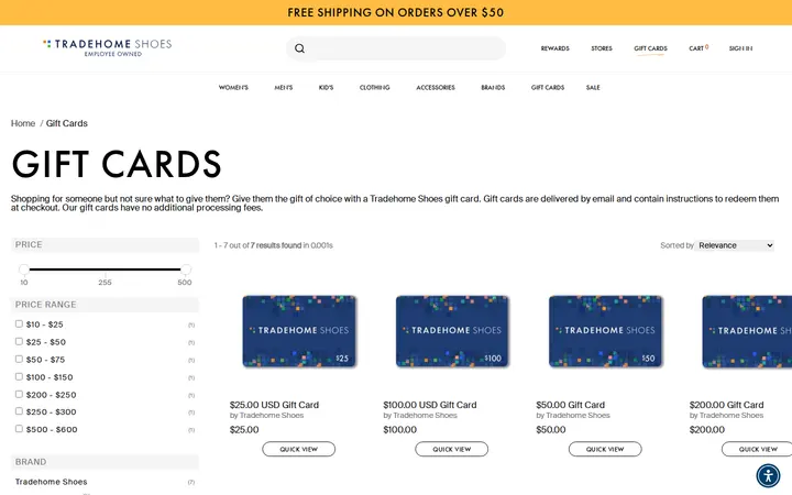 /collections/gift-cards — Tradehome Shoes