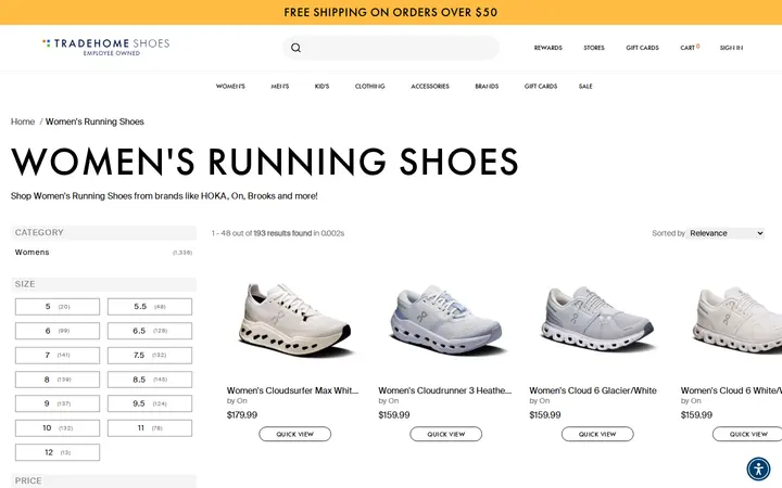 /collections/womens-running-shoes — Tradehome Shoes
