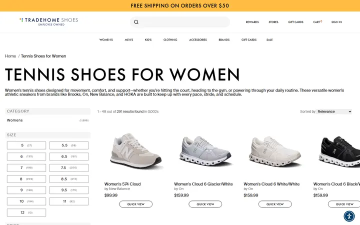 /collections/womens-athletic-sneakers — Tradehome Shoes