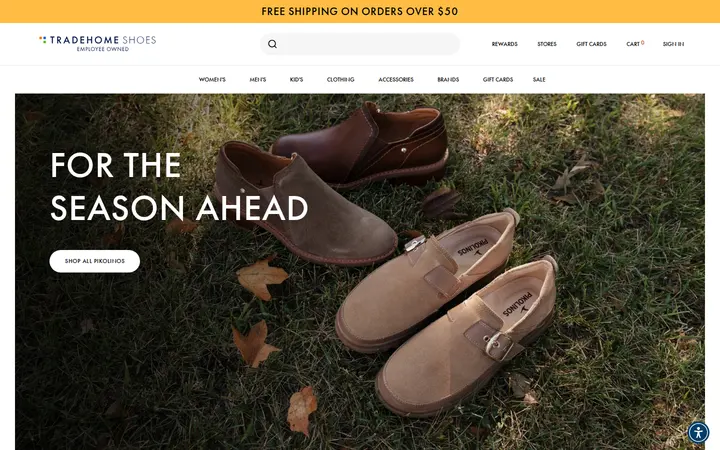 Website of Tradehome Shoes