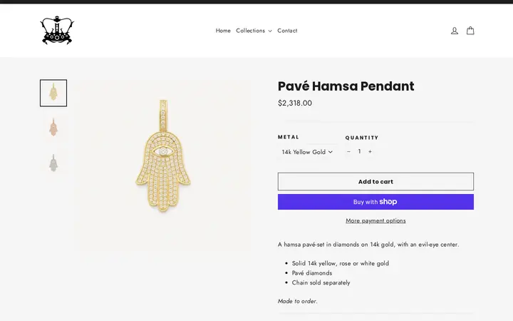 /collections/pendants/products/pave-hamsa-pendant — The Crown Collection