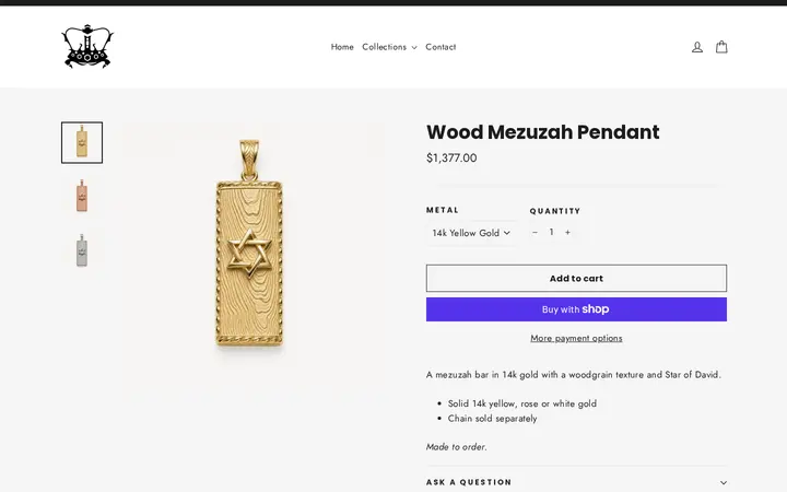 /collections/pendants/products/wood-mezuzah-pendant — The Crown Collection