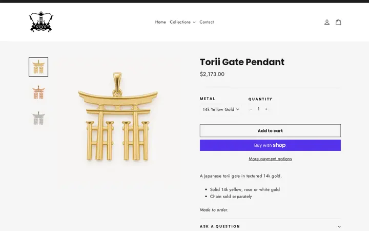 /collections/pendants/products/torii-gate-pendant — The Crown Collection