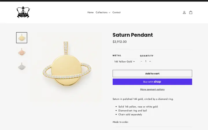 /collections/pendants/products/saturn-pendant — The Crown Collection