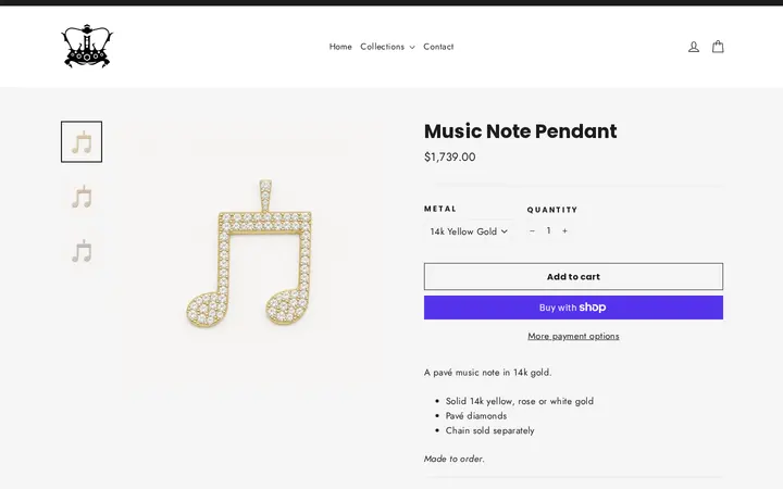 /collections/pendants/products/music-note-pendant — The Crown Collection