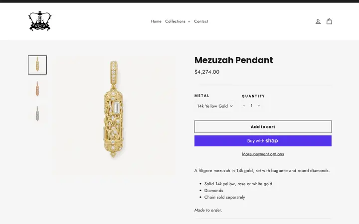 /collections/pendants/products/mezuzah-pendant — The Crown Collection