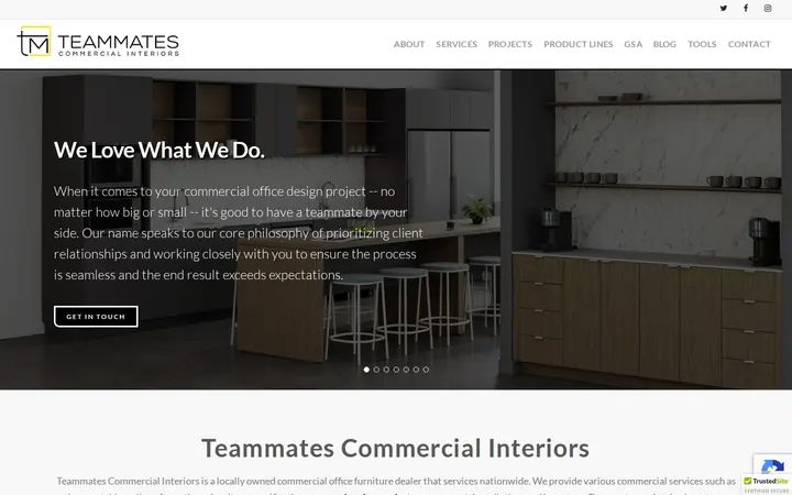 Website of Teammates Commercial Interiors
