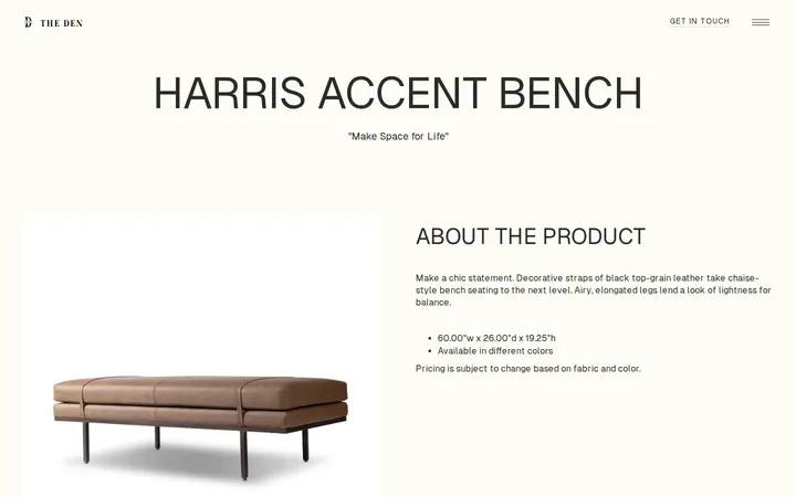 /product/harris-accent-bench — The Den - Cherry Creek