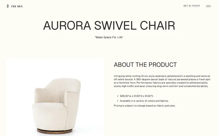/product/aurora-swivel-chair — The Den - Cherry Creek