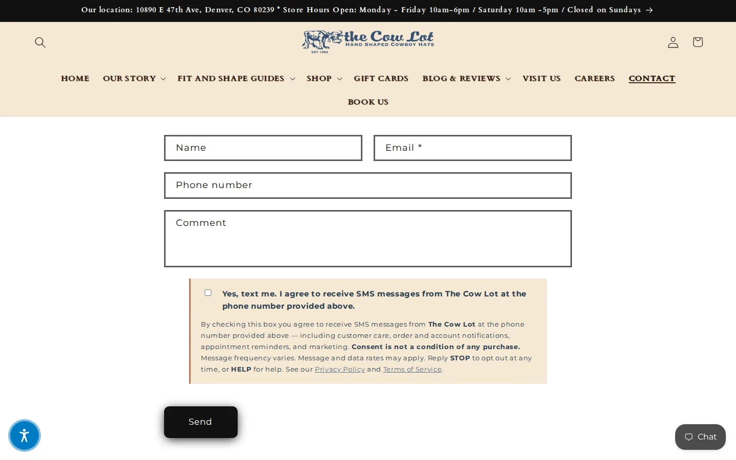 Captured website of The Cow Lot