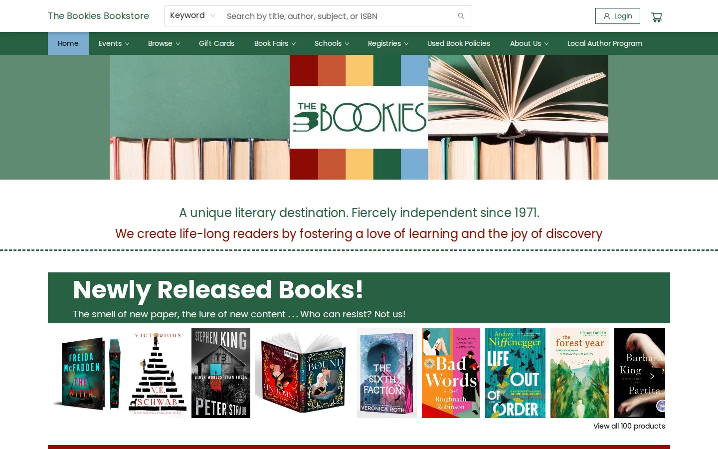 Captured website of The Bookies Bookstore