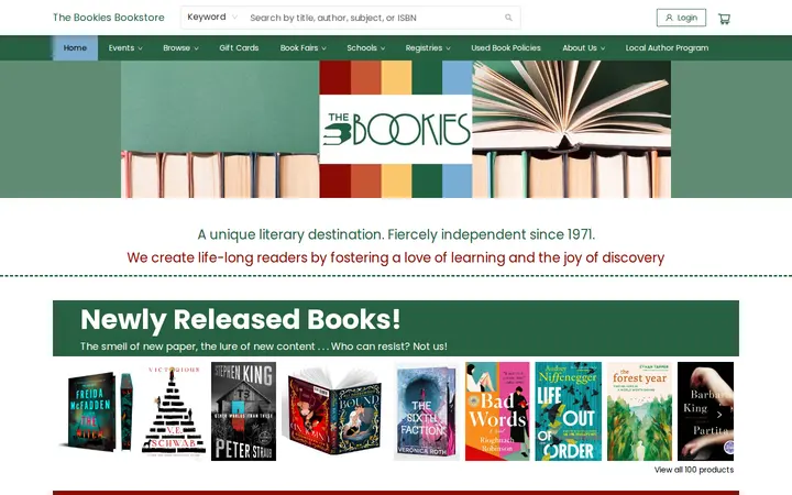 Website of The Bookies Bookstore