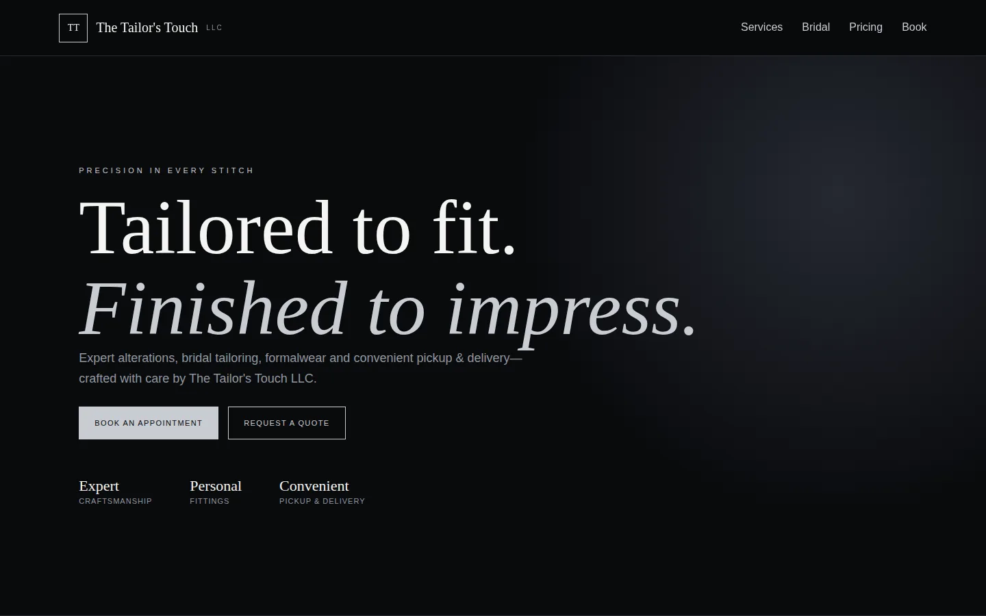 Captured website of Tailors touch llc