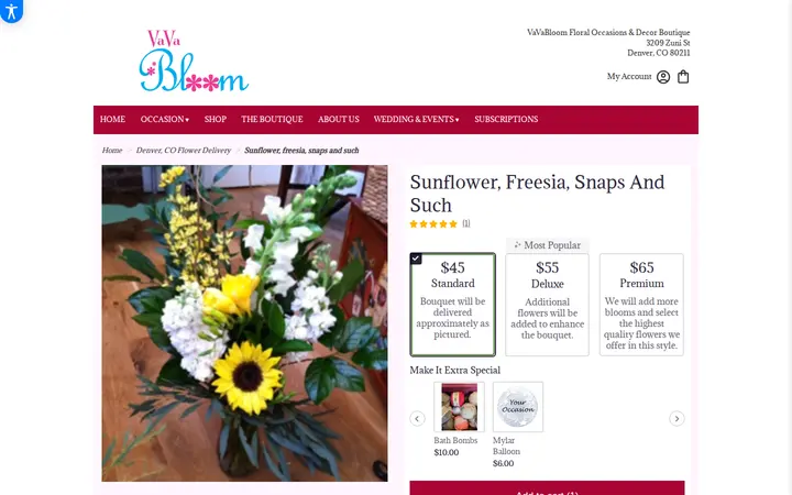 /denver-vavabloom-floral-occasions-decor-boutique/sunflower-freesia-snaps-and-such.html — VaVaBloom Floral Occasions & Decor Boutique