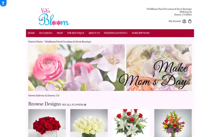Website of VaVaBloom Floral Occasions & Decor Boutique