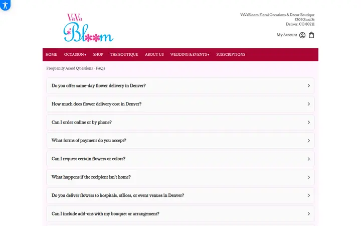 /faq — VaVaBloom Floral Occasions & Decor Boutique