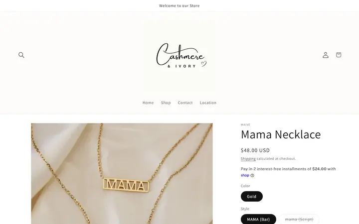 /products/mama-necklace-mothers-day-gift — Cashmere & Ivory Women's Boutique