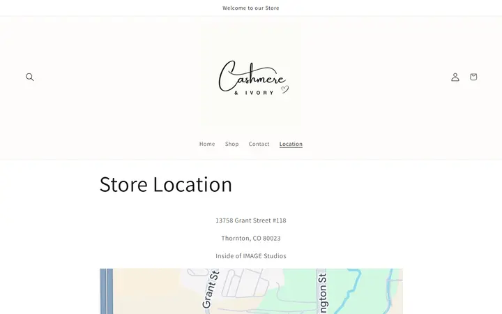 /pages/store-location — Cashmere & Ivory Women's Boutique