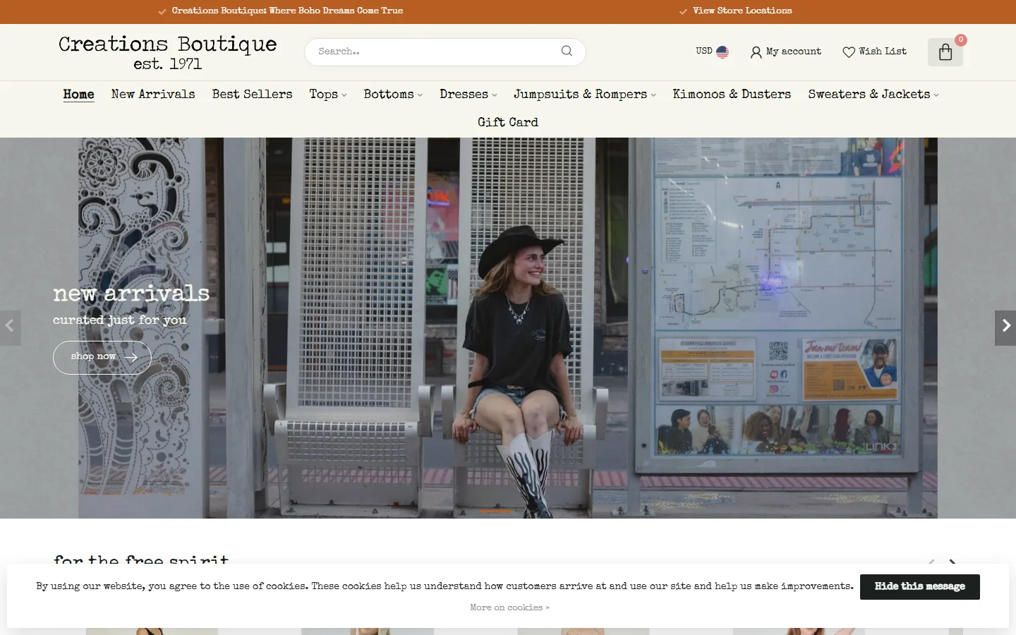Captured website of CREATIONS BOUTIQUE