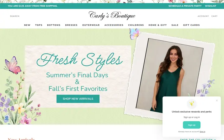 Website of Carly's Boutique