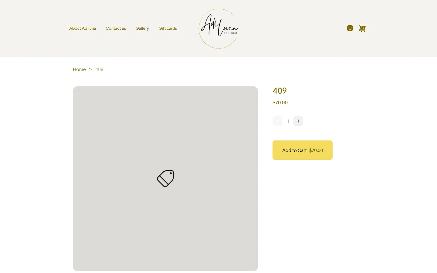 Captured website of Adiluna Boutique