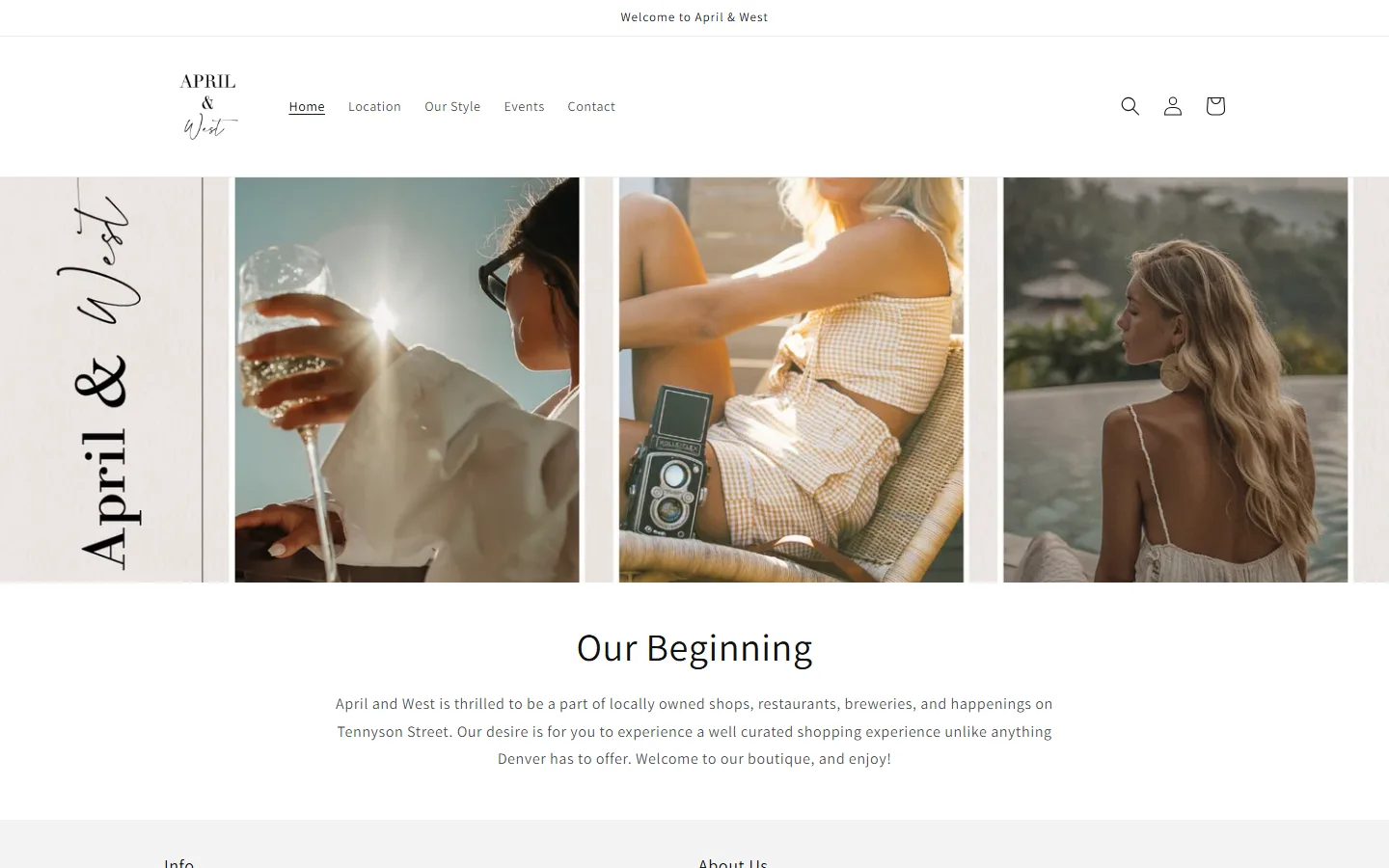 Captured website of April & West Boutique