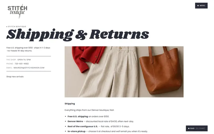 /pages/shipping-returns — Stitch Boutique of Denver